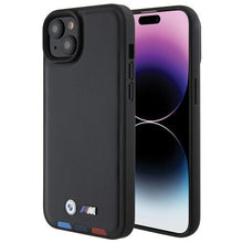 Заредете изображение във визуализатора на галерията – BMW BMHCP15M22PTDK iPhone 15 Plus 6.7" black/black Leather Stamp Tricolor
