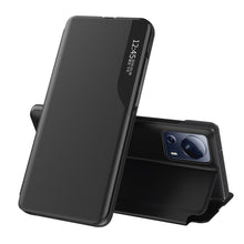 Заредете изображение във визуализатора на галерията – Eco Leather View Case case for Xiaomi 13 Lite with a flip stand black
