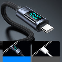 Заредете изображение във визуализатора на галерията – USB C - USB C cable 100W 1.2m with LED display Joyroom S-CC100A16 - black
