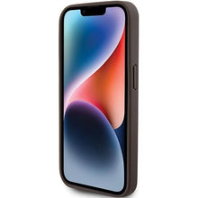 Заредете изображение във визуализатора на галерията – Guess Leather 4G Triangle Strass case for iPhone 15 Pro Max - brown
