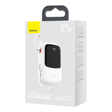 Заредете изображение във визуализатора на галерията – Baseus Qpow Digital Display powerbank with fast charging 20000mAh 22.5W QC/PD/SCP/FCP with built-in USB-C cable white
