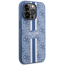 Заредете изображение във визуализатора на галерията – Guess GUHMP14XP4RPSB iPhone 14 Pro Max 6.7" blue/blue hardcase 4G Printed Stripes MagSafe
