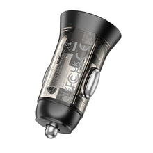 Заредете изображение във визуализатора на галерията – Borofone Car charger BZ26B Discovery - 2xType C - PD 45W 3A transparent-black
