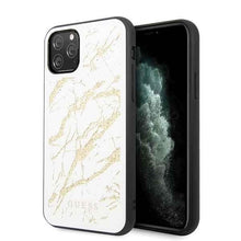 Заредете изображение във визуализатора на галерията – Guess GUHCN58MGGWH iPhone 11 Pro biały/white hard case Glitter Marble Glass
