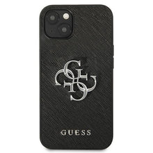 Заредете изображение във визуализатора на галерията – Guess GUHCP13MSA4GSBK iPhone 13 6,1" czarny/black hardcase Saffiano 4G Metal Logo
