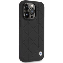 Заредете изображение във визуализатора на галерията – Case BMW BMHCP14L22RQDK iPhone 14 Pro 6.1" black/black Leather Quilted
