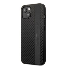 Заредете изображение във визуализатора на галерията – AMG AMHCP13MBLSCA iPhone 13 6.1" black/black hardcase Carbon Stripe&amp;Embossed
