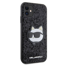 Заредете изображение във визуализатора на галерията – Original Pouch KARL LAGERFELD Glitter Choupette Patch KLHCN61G2CPK for Iphone 11/ Xr Black
