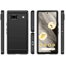 Заредете изображение във визуализатора на галерията – Carbon Case for Google Pixel 7a flexible silicone carbon cover black
