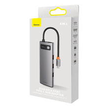 Заредете изображение във визуализатора на галерията – HUB 8in1 Baseus StarJoy USB-C to USB-C PD / 3x USB-A / HDMI / RJ-45 / SD TF - gray
