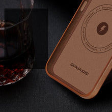 Заредете изображение във визуализатора на галерията – Dux Ducis Naples case for iPhone 14 Pro Max magnetic leather case MagSafe brown
