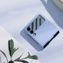 Заредете изображение във визуализатора на галерията – Nillkin Qin Vegan Leather Case for Samsung Galaxy Z Flip 4 cover made of ecological leather, golden stand
