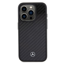 Заредете изображение във визуализатора на галерията – Original Case MERCEDES hardcase Carbon Fiber Dynamic MEHCP15LRCABK for Iphone 15 Pro Black
