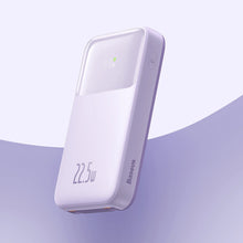 Заредете изображение във визуализатора на галерията – Baseus Comet Series powerbank with display 20000mAh 22.5W - purple + USB-A - USB-C 0.3m cable - white
