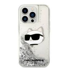 Заредете изображение във визуализатора на галерията – Karl Lagerfeld KLHCP14LLNHCCS iPhone 14 Pro 6.1" silver/silver hardcase Glitter Choupette Head
