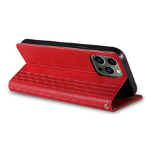 Заредете изображение във визуализатора на галерията – Magnet Strap Case Case for iPhone 14 Pro Max Flip Wallet Mini Lanyard Stand Red
