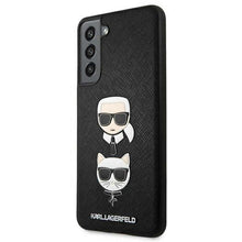 Заредете изображение във визуализатора на галерията – Оригинален гръб Karl Lagerfeld klhcs21fesakickcbk за samsung s21 fe (saffiano k &amp; choupette heads / black) - TopMag
