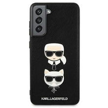 Заредете изображение във визуализатора на галерията – Оригинален гръб Karl Lagerfeld klhcs21fesakickcbk за samsung s21 fe (saffiano k &amp; choupette heads / black) - TopMag
