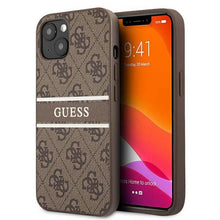 Заредете изображение във визуализатора на галерията – Оригинален гръб Guess за iphone 13 mini (4g stripe collection / brown) - TopMag
