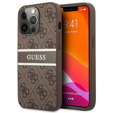 Заредете изображение във визуализатора на галерията – Оригинален калъф Guess за iphone 13 pro (4g stripe collection / brown) - TopMag
