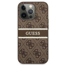 Заредете изображение във визуализатора на галерията – Оригинален калъф Guess за iphone 13 pro (4g stripe collection / brown) - TopMag
