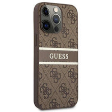 Заредете изображение във визуализатора на галерията – Оригинален калъф Guess за iphone 13 pro (4g stripe collection / brown) - TopMag
