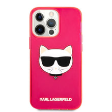 Заредете изображение във визуализатора на галерията – Оригинален гръб Karl Lagerfeld за iphone 13 pro / pink transparent fluo klhcp13lchtrp - TopMag
