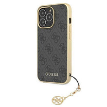 Заредете изображение във визуализатора на галерията – Оригинален гръб Guess за iphone 13 pro (4g charms collection / grey) - TopMag
