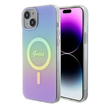Заредете изображение във визуализатора на галерията – Original Case GUESS IML Iridescent Magsafe hardcase GUHMP15SHITSU for Iphone 15 purple
