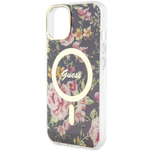Заредете изображение във визуализатора на галерията – Original Case GUESS hardcase Flower MagSafe GUHMP14MHCFWSK for Iphone 14 Plus black
