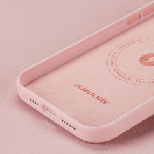 Заредете изображение във визуализатора на галерията – Dux Ducis Grit Leather Case for iPhone 14 Pro Max Elegant Faux Leather Cover (MagSafe Compatible) Pink
