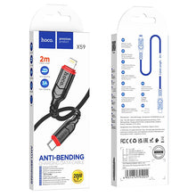 Заредете изображение във визуализатора на галерията – HOCO cable Type C to iPhone Lightning 8-pin PD 20W VICTORY X59 2m black
