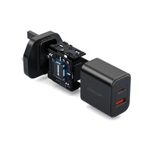 Заредете изображение във визуализатора на галерията – UK Joyrooom FlashSeries JR-TCF05 20W USB-A USB-C Charger - Black
