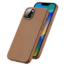 Заредете изображение във визуализатора на галерията – Dux Ducis Grit Leather Case for iPhone 14 Elegant Faux Leather Cover (MagSafe Compatible) Brown
