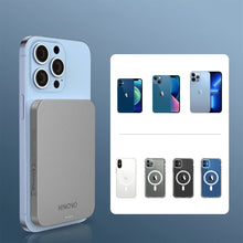 Заредете изображение във визуализатора на галерията – Hinovo magnetic wireless power bank MagSafe 5000mAh 15W gray (MB1-5000)
