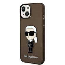 Заредете изображение във визуализатора на галерията – Original Pouch KARL LAGERFELD  Ikonik Karl Lagerfeld KLHCP14MHNIKTCK for Iphone 14 Plus black

