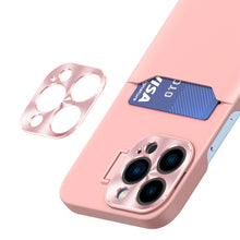 Заредете изображение във визуализатора на галерията – Leather Stand Case for iPhone 14 Pro Card Wallet Cover with Stand Pink
