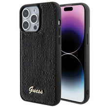 Заредете изображение във визуализатора на галерията – Guess Sequin Script Metal case for iPhone 15 Pro Max - black
