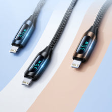 Заредете изображение във визуализатора на галерията – USB-C cable - Lightning Wozinsky WUCLC1 with LED display 36W 1m - black
