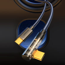 Заредете изображение във визуализатора на галерията – Joyroom USB C cable angled - USB C for fast charging and data transfer 100W 1.2 m black (S-CC100A6)
