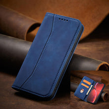 Заредете изображение във визуализатора на галерията – Magnet Fancy Case case for iPhone 14 Pro Max cover with flip wallet stand blue

