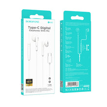 Заредете изображение във визуализатора на галерията – Borofone Earphones BM82 Art music with microphone Type C white
