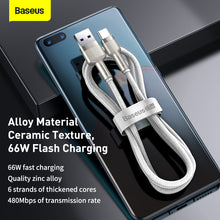 Заредете изображение във визуализатора на галерията – Baseus Cable Cafule Metal - USB to Type C - 66W 2 metres (CAKF000202) white
