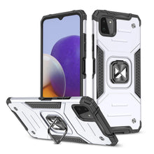 Заредете изображение във визуализатора на галерията – Wozinsky Ring Armor Case Kickstand Tough Rugged Cover for Samsung Galaxy A22 4G silver
