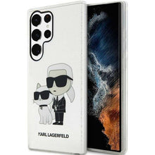 Заредете изображение във визуализатора на галерията – Karl Lagerfeld KLHCS23LHNKCTGT S23 Ultra S918 transparent hardcase Gliter Karl&amp;Choupette
