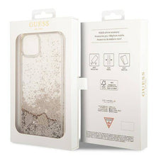 Заредете изображение във визуализатора на галерията – Original faceplate гръб guess guohcp14sglhflgo за iphone 14 (liquide glitter charms / gold)
