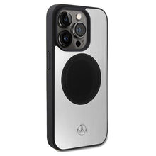 Заредете изображение във визуализатора на галерията – Mercedes Leather&amp;Alu MagSafe case for iPhone 15 Pro Max - silver
