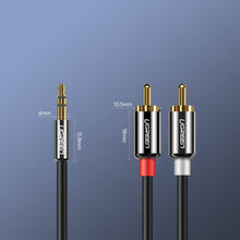 Заредете изображение във визуализатора на галерията – Ugreen audio cable 3.5 mm mini jack - 2RCA 3m black (10590)
