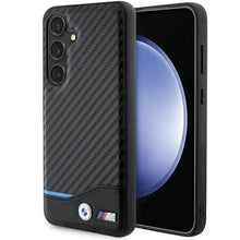 Заредете изображение във визуализатора на галерията – Original Case BMW Leather Carbon BMHCS24S22NBCK for Samsung Galaxy S24 Black
