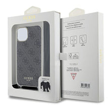 Заредете изображение във визуализатора на галерията – Original faceplate case GUESS GUHCP15SHC4SEK for iPhone 15 (Crossbody Cord 4G Print / black)
